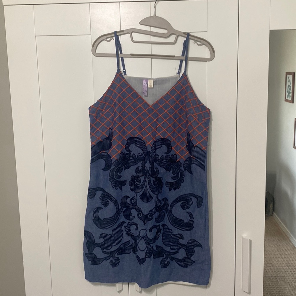 Denim Blue Alya Embroidered Mini Dress | Size S